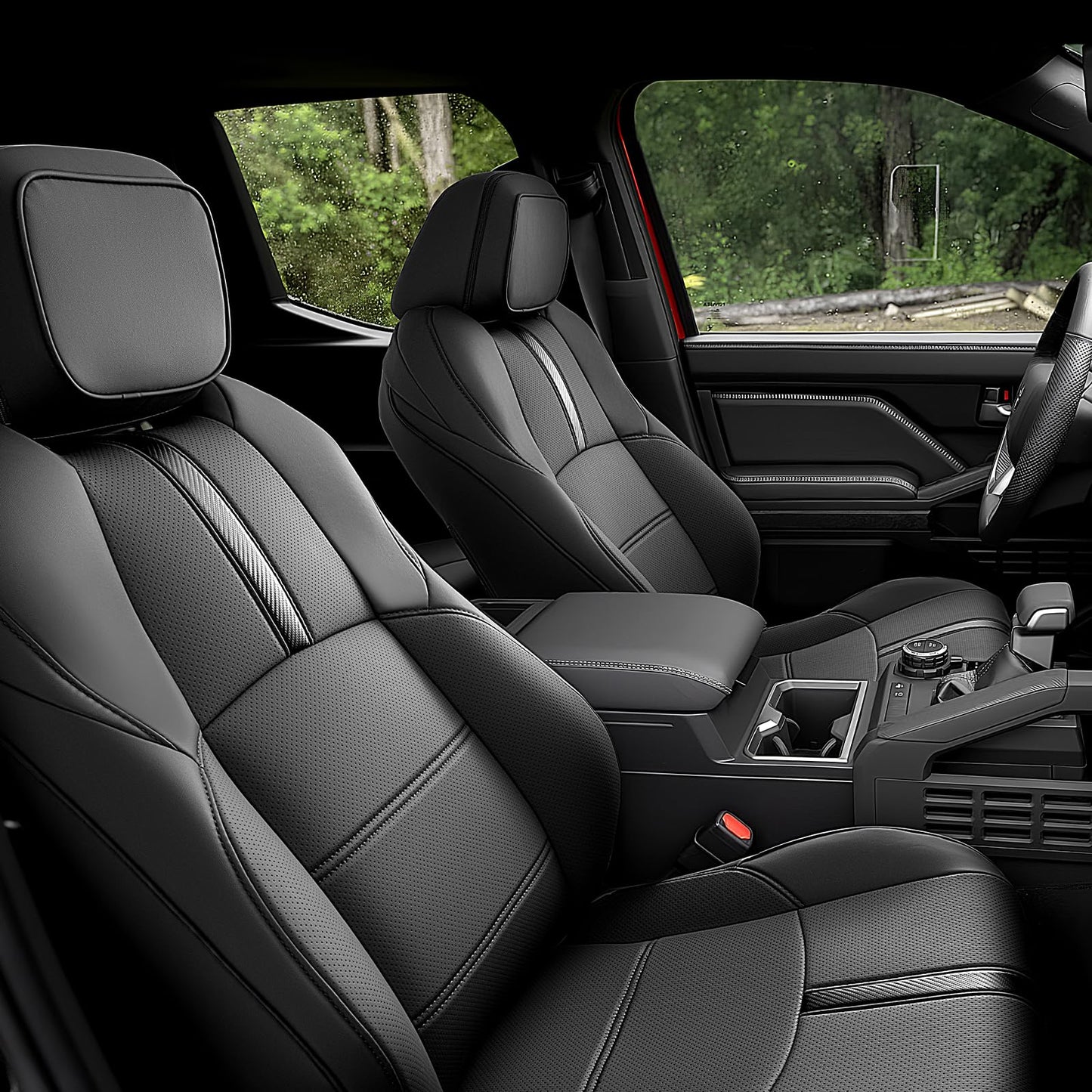 DiffCar Toyota Tacoma 2024-2026 seat covers, faux Nappa leather, custom full set, black.