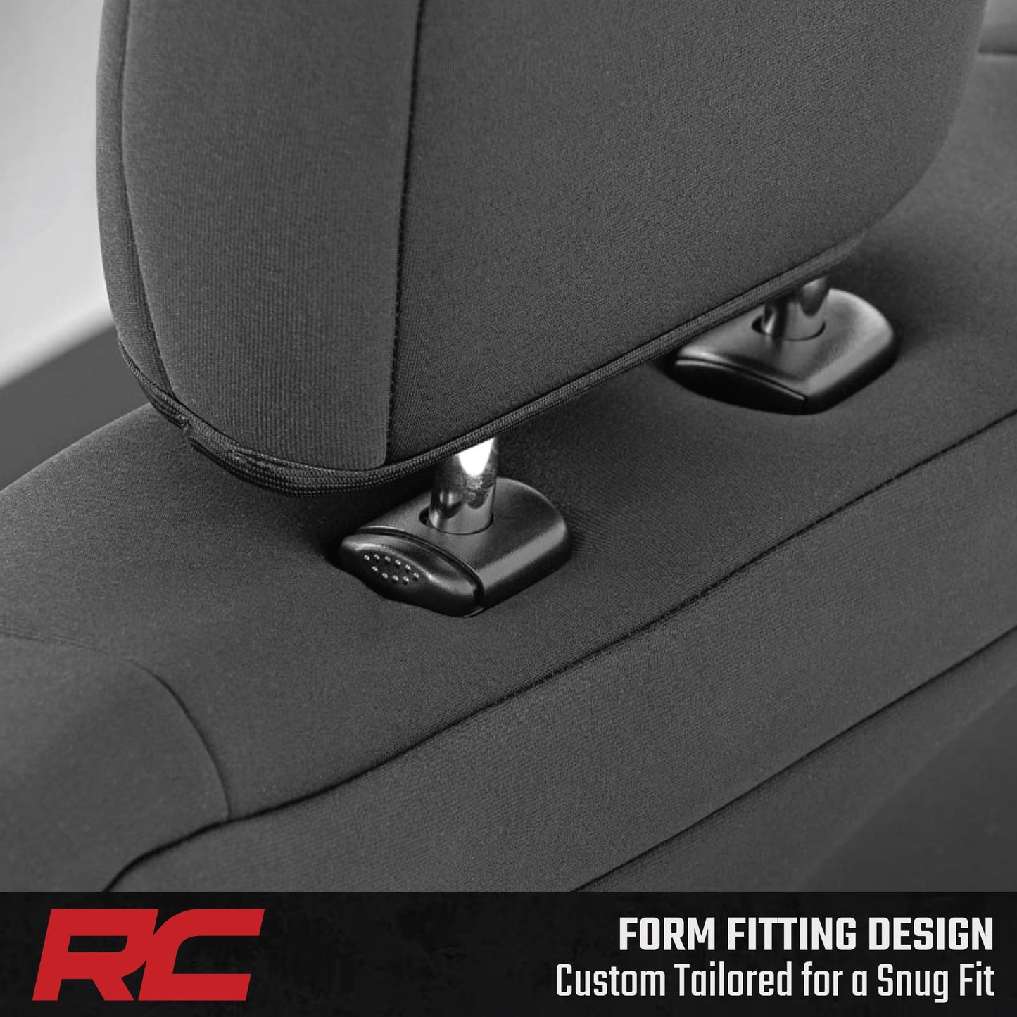 Rough Country Dodge Ram 2019-2024 neoprene seat covers, water/UV resistant, full set.