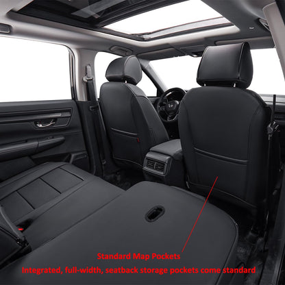 EKR Honda CR-V 2023-2026 seat covers, waterproof faux leather, custom full set, black.