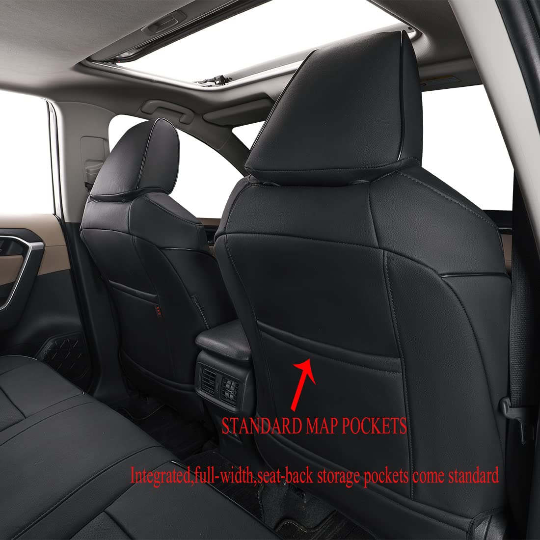 EKR Toyota RAV4 2019-2025 seat covers, faux leather SUV full set, black.