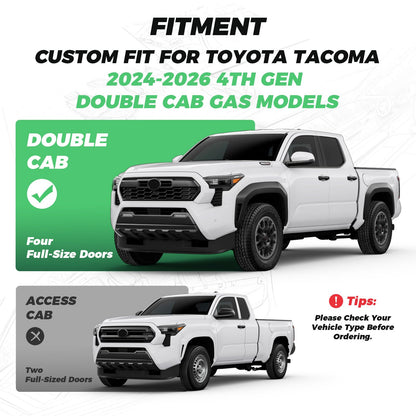RIDEPOSH Tacoma 2024-2026 seat covers, waterproof leather, full set with console covers, black/grey.
