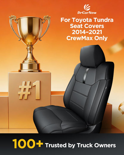 Super Cover Toyota Tundra 2014-2021 leather seat protectors, carbon fiber style, CrewMax only.