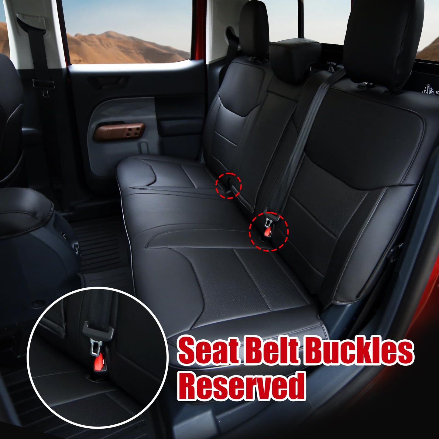 Mabett Ford Maverick seat covers 2022-2026, PU leather, full interior protection, black.