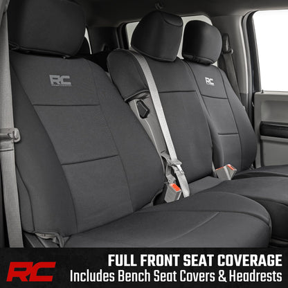 Rough Country Ford F-150/F-250/F-350 2015-2026 neoprene seat covers, Crew Cab full set.