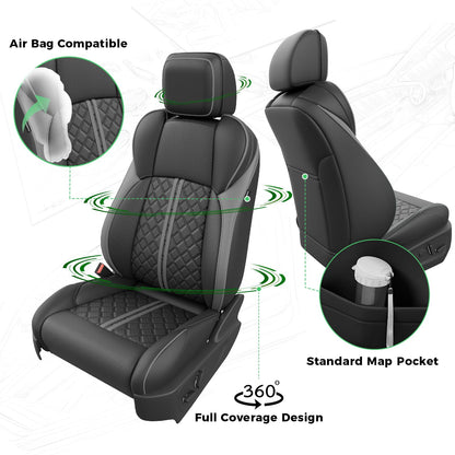 RIDEPOSH Tacoma 2024-2026 seat covers, waterproof leather, full set with console covers, black/grey.
