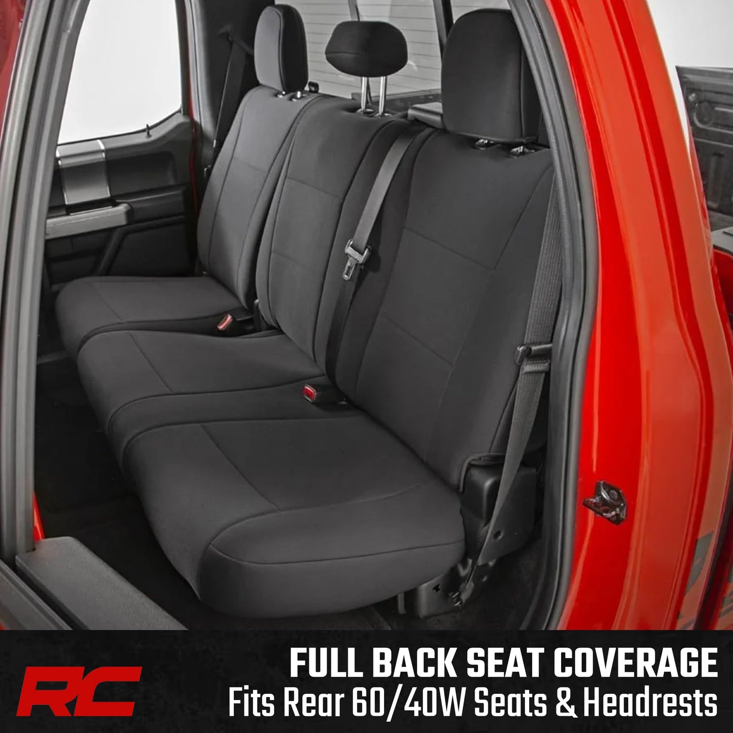 Rough Country Ford F-150/F-250/F-350 2015-2026 neoprene seat covers, Crew Cab full set.