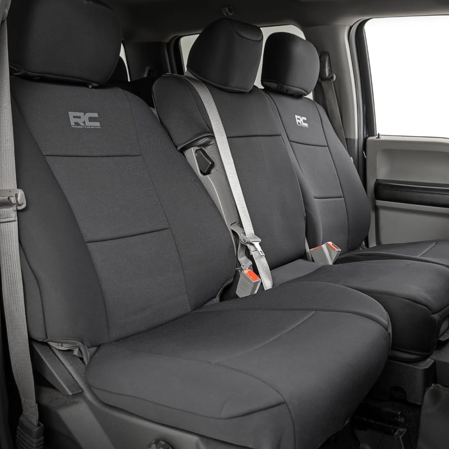 Rough Country Ford F-150/F-250/F-350 2015-2026 neoprene seat covers, Crew Cab full set.