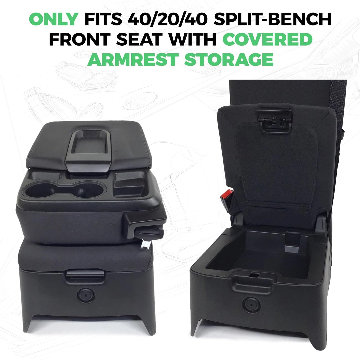 RIDEPOSH Silverado/Sierra leather covers, Crew Cab full set with jump seat cover, black.