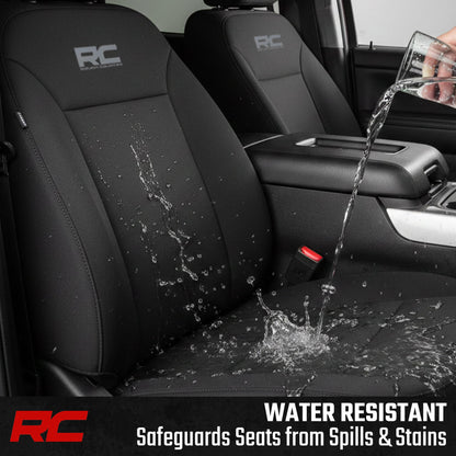 Rough Country Silverado/Sierra 1500 2019-2026 neoprene seat covers, waterproof, padded.