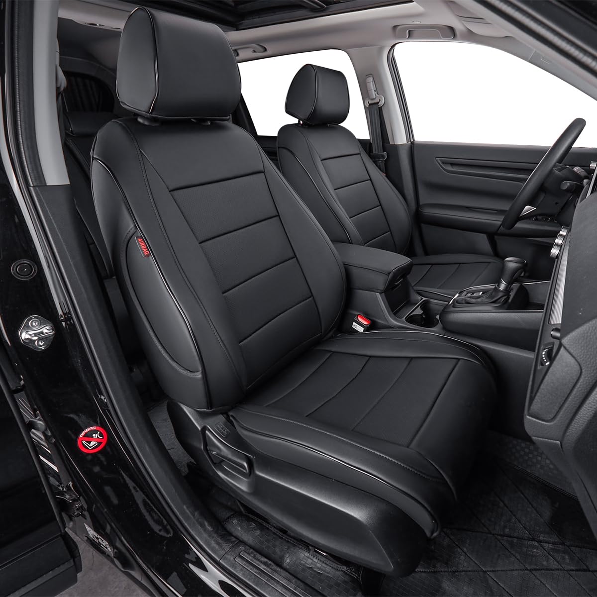 EKR Honda CR-V 2023-2026 seat covers, waterproof faux leather, custom full set, black.
