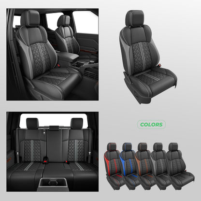 RIDEPOSH Tacoma 2024-2026 seat covers, waterproof leather, full set with console covers, black/grey.