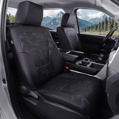 WeatherWard Toyota Tundra 2022-2026 seat covers, black camo, CrewMax/Double Cab full set.