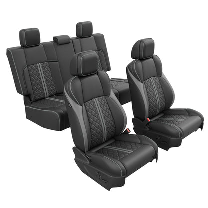 RIDEPOSH Tacoma 2024-2026 seat covers, waterproof leather, full set with console covers, black/grey.