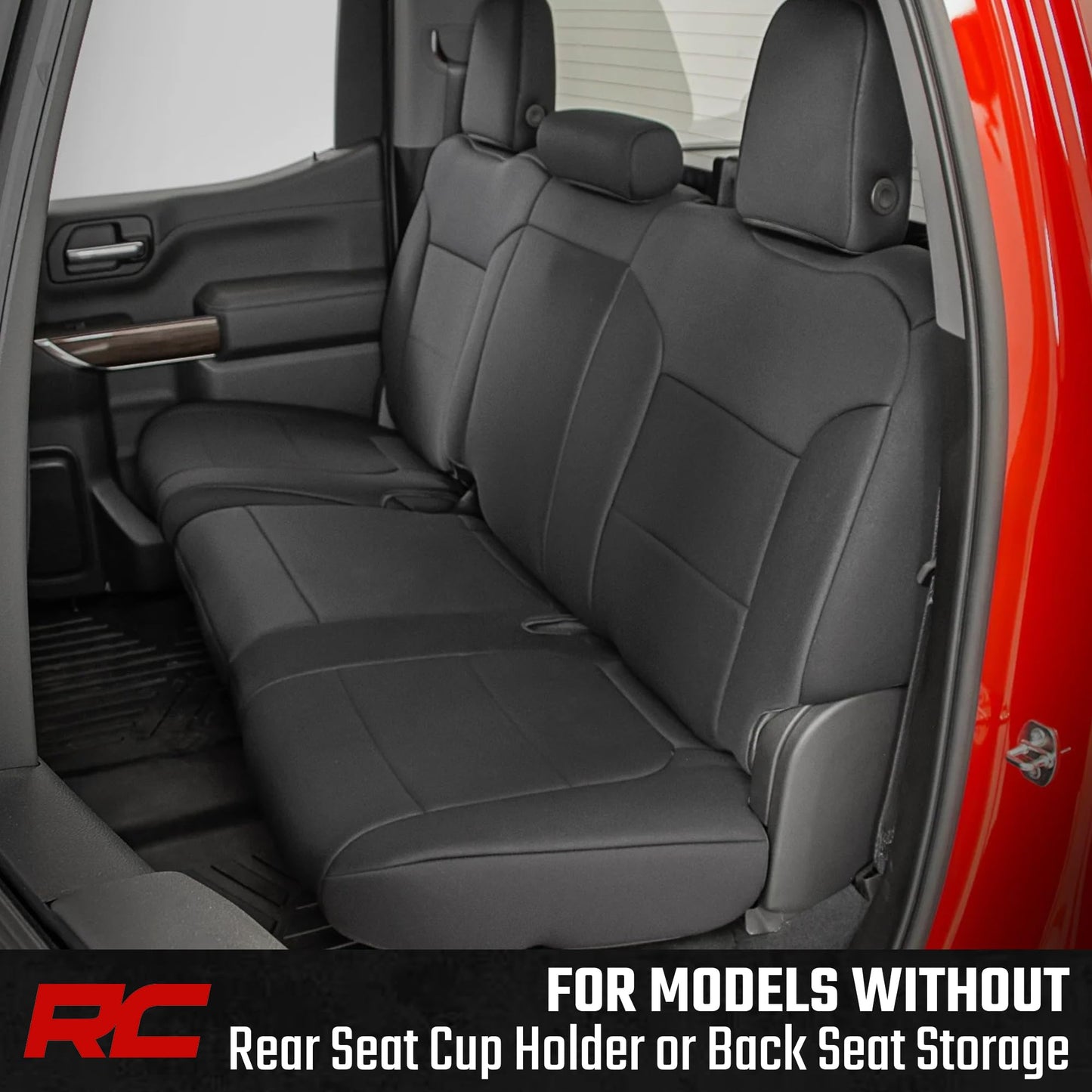 Rough Country Silverado/Sierra 1500 2019-2026 neoprene seat covers, waterproof, padded.
