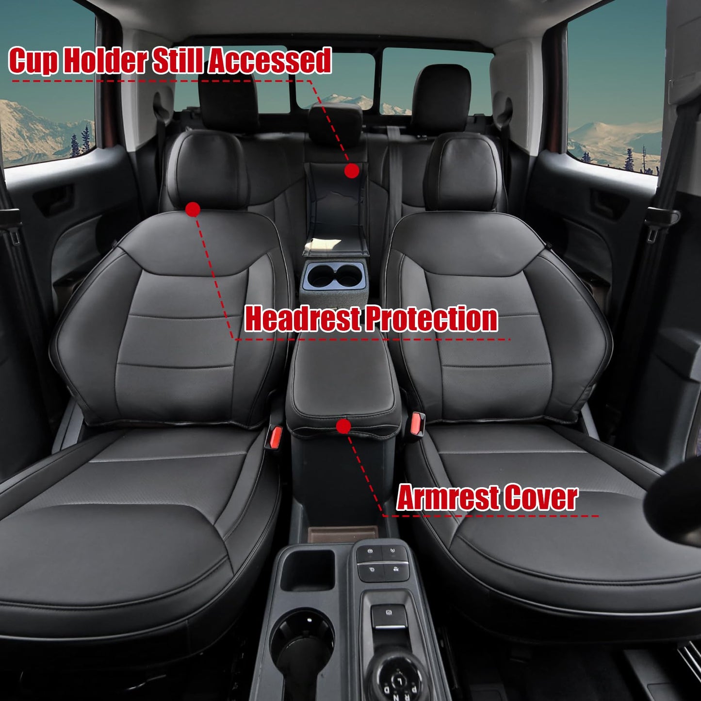 Mabett Ford Maverick seat covers 2022-2026, PU leather, full interior protection, black.