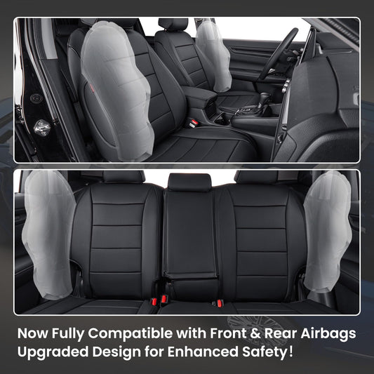 EKR Honda CR-V 2023-2026 seat covers, waterproof faux leather, custom full set, black.