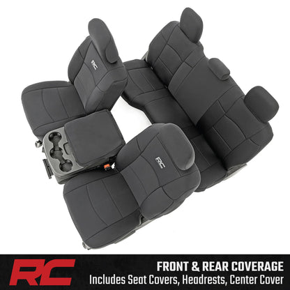 Rough Country Dodge Ram 2019-2024 neoprene seat covers, water/UV resistant, full set.