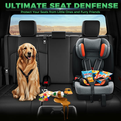 RIDEPOSH Tacoma 2024-2026 seat covers, waterproof leather, full set with console covers, black/grey.