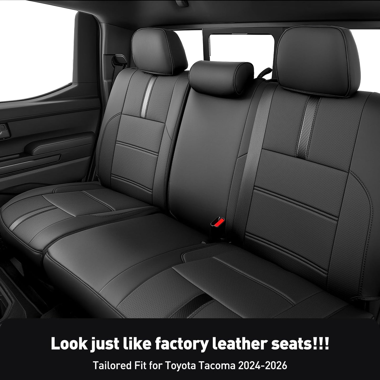 DiffCar Toyota Tacoma 2024-2026 seat covers, faux Nappa leather, custom full set, black.