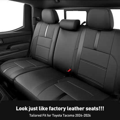 DiffCar Toyota Tacoma 2024-2026 seat covers, faux Nappa leather, custom full set, black.