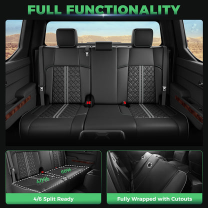RIDEPOSH Tacoma 2024-2026 seat covers, waterproof leather, full set with console covers, black/grey.