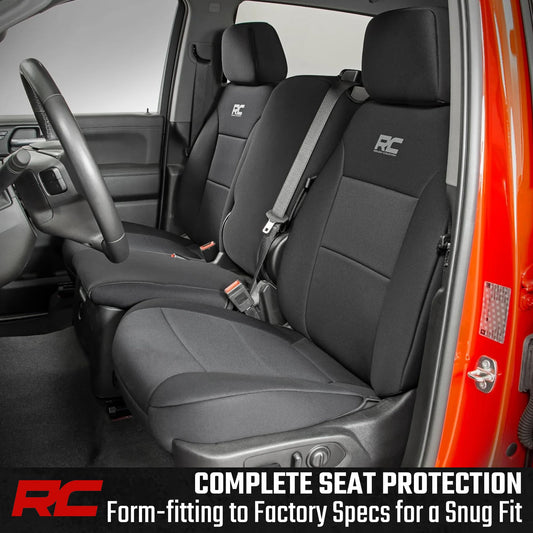 Rough Country Silverado/Sierra 1500 2019-2026 neoprene seat covers, waterproof, padded.