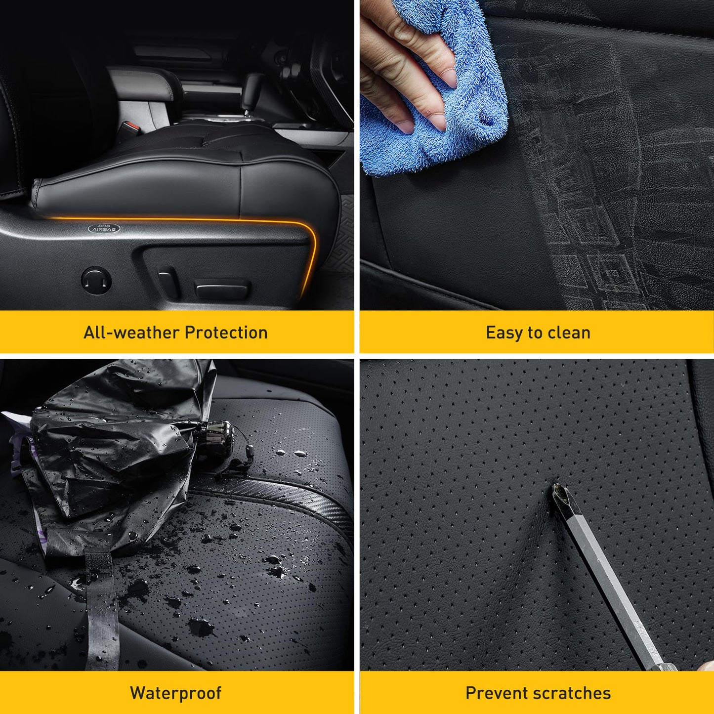 Super Cover Toyota Tundra 2014-2021 leather seat protectors, carbon fiber style, CrewMax only.
