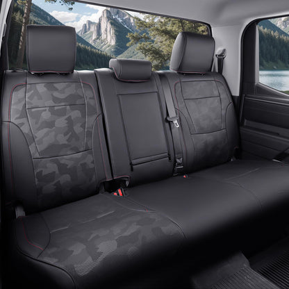 WeatherWard Toyota Tundra 2022-2026 seat covers, black camo, CrewMax/Double Cab full set.