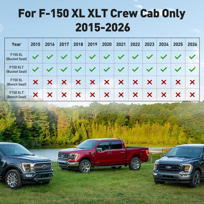 DiffCar Ford F-150 2015-2026 leather waterproof seat covers, SuperCrew/CrewCab, black.