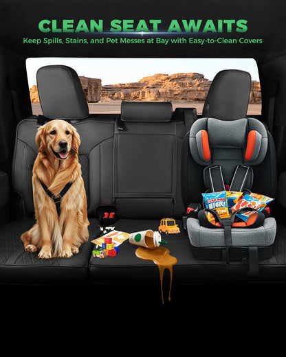 RIDEPOSH Silverado/Sierra leather seat covers, 2019-2026 Crew Cab, full truck set, black.