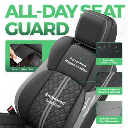 RIDEPOSH Tacoma 2024-2026 seat covers, waterproof leather, full set with console covers, black/grey.
