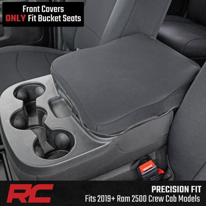 Rough Country Dodge Ram 2019-2024 neoprene seat covers, water/UV resistant, full set.