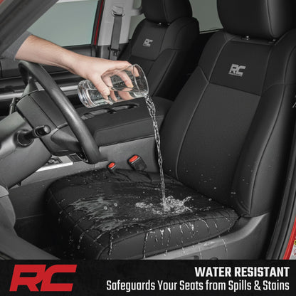 Rough Country Dodge Ram 2019-2024 neoprene seat covers, water/UV resistant, full set.