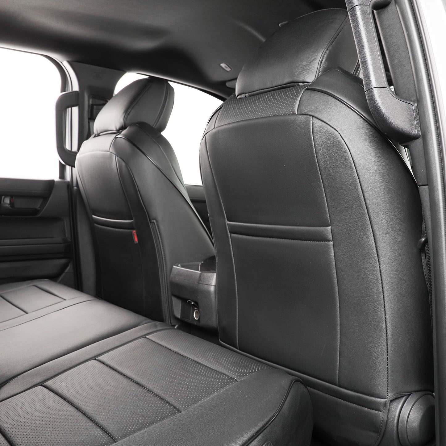 EKR Toyota Tacoma 2024-2026 seat covers, faux leather, custom truck full set, black.