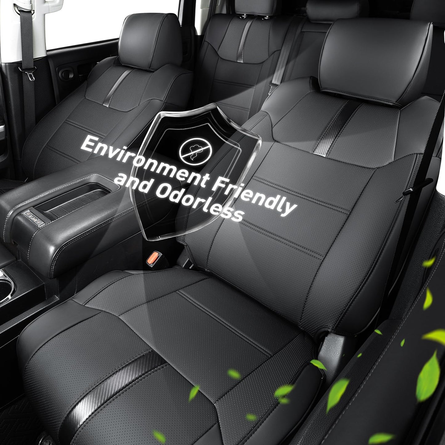 Super Cover Toyota Tundra 2014-2021 leather seat protectors, carbon fiber style, CrewMax only.