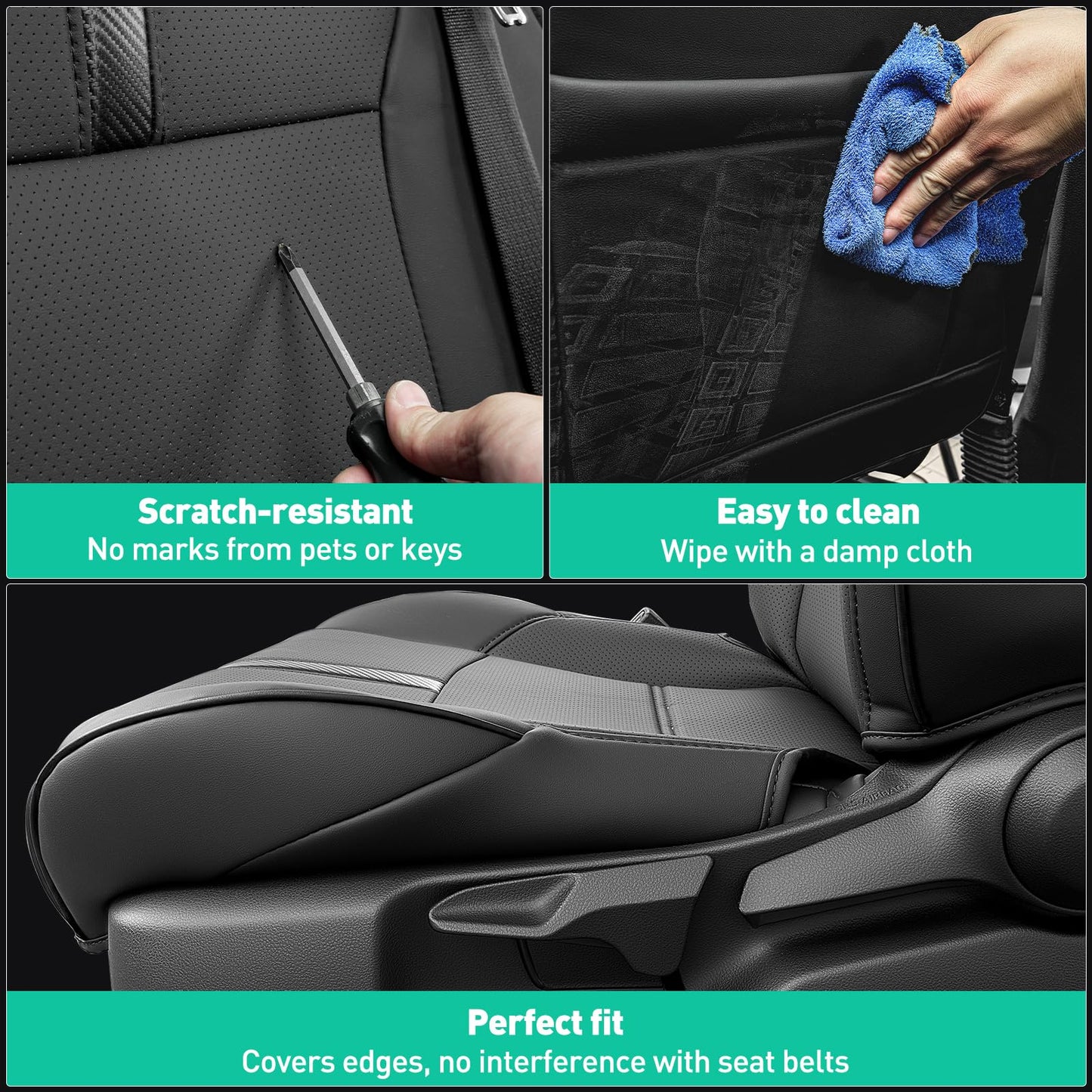 DiffCar Toyota Tacoma 2024-2026 seat covers, faux Nappa leather, custom full set, black.
