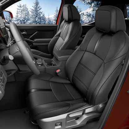 DiffCar Toyota Tacoma 2024-2026 seat covers, faux Nappa leather, custom full set, black.
